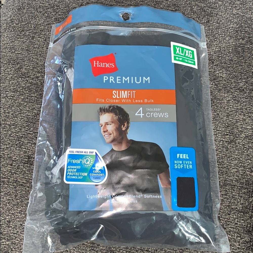 Hanes Slimfit Tagless Crew Neck 4 pk